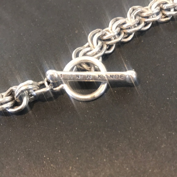 Sterling Silver Scalloped Pendant Necklace with Embossed Medallion - Picture 3 of 5